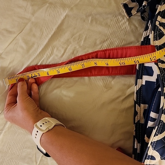 Nwot Emma and Chloe tote blue/white lattice  retro colors preppy zip pockets - Picture 11 of 11